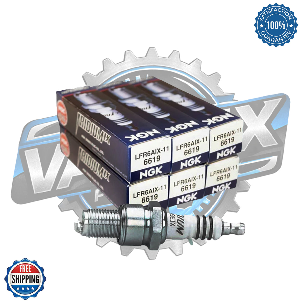 NGK 6619 Iridium IX Spark Plugs LFR6AIX-11 (Pack of 6)